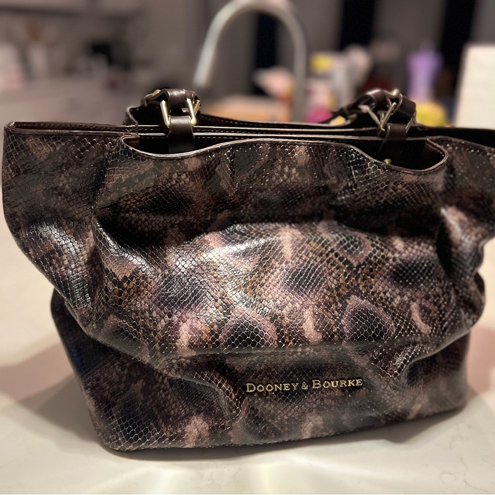 Dooney & Bourke City Python Embossed Snakeskin Leather Handbag - Picture 4 of 14